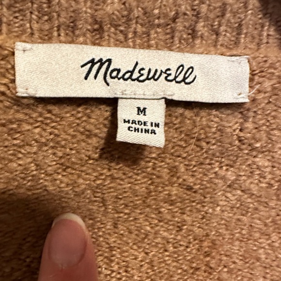 Madewell • women’s medium, camel cotton/wool blend crop cardigan sweater - Picture 2 of 3